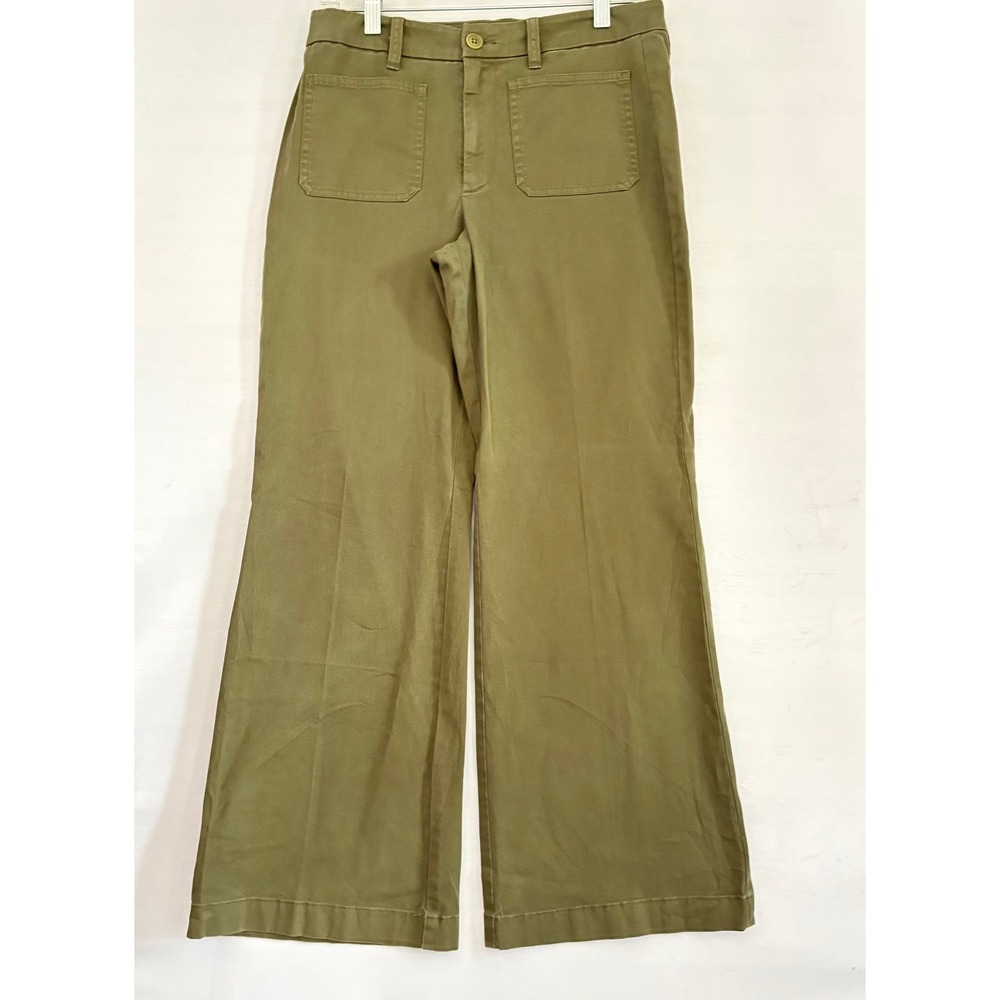 J.Crew Womens Olive Green Wide Leg Utility Patch Pocket Chino Pants Size 28 NWT